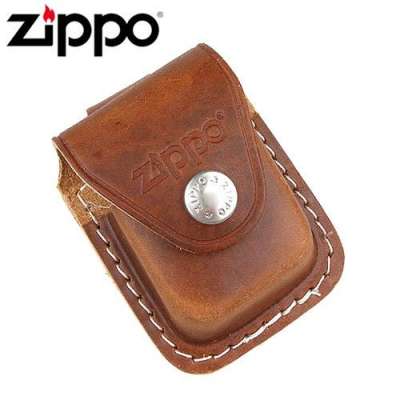Чехол Zippo коричневый с петелькой на кнопке LPLB