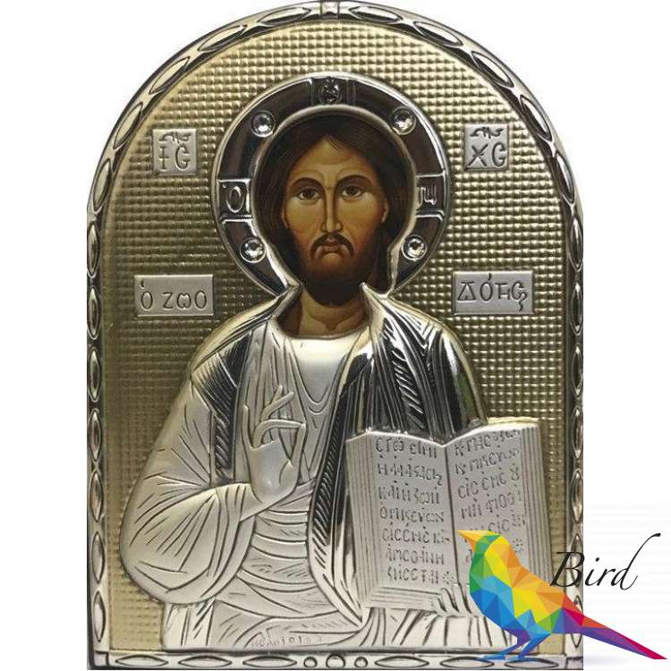 Фото Серебреная Икона Leader Argenti Иисус Христос 80х100 Swarovski 05.B853.60D | Интернет магазин Bird.in.ua