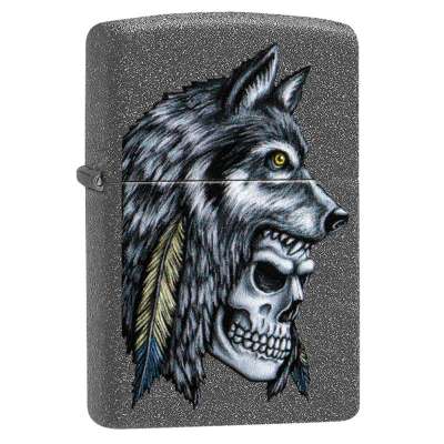 Зажигалка Zippo Wolf Skull Feather Design 29863