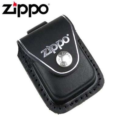 Чехол Zippo черный с петелькой на кнопке LPLBK